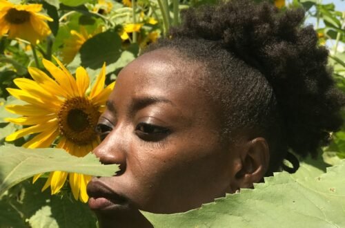 woman in flower garden
