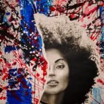 woman in blue and red floral shirt