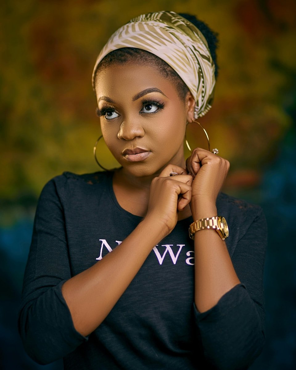 A woman poses with confidence.